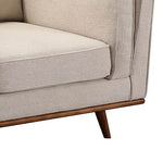 Single Seater Armchair Sofa Modern Lounge Accent Chair in Beige Fabric with Wooden Frame - Furniture > Sofas