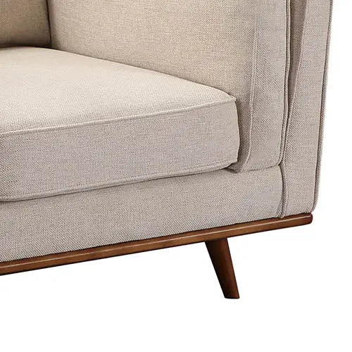 Single Seater Armchair Sofa Modern Lounge Accent Chair in Beige Fabric with Wooden Frame - Furniture > Sofas