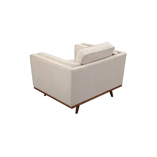 Single Seater Armchair Sofa Modern Lounge Accent Chair in Beige Fabric with Wooden Frame - Furniture > Sofas