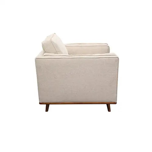 Single Seater Armchair Sofa Modern Lounge Accent Chair in Beige Fabric with Wooden Frame - Furniture > Sofas