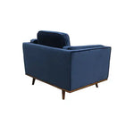 Single Seater Armchair Sofa Modern Lounge Accent Chair in Soft Blue Velvet with Wooden Frame - Furniture > Living Room