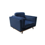 Single Seater Armchair Sofa Modern Lounge Accent Chair in Soft Blue Velvet with Wooden Frame - Furniture > Living Room