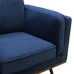 Single Seater Armchair Sofa Modern Lounge Accent Chair in Soft Blue Velvet with Wooden Frame - Furniture > Living Room