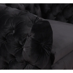 Single Seater Black Sofa Classic Armchair Button Tufted in Velvet Fabric with Metal Legs - Furniture > Sofas