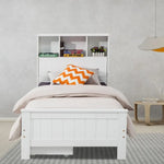 Single Size Solid Pine Timber Bed Frame with Bookshelf Headboard- White - Baby & Kids > Kid’s Furniture