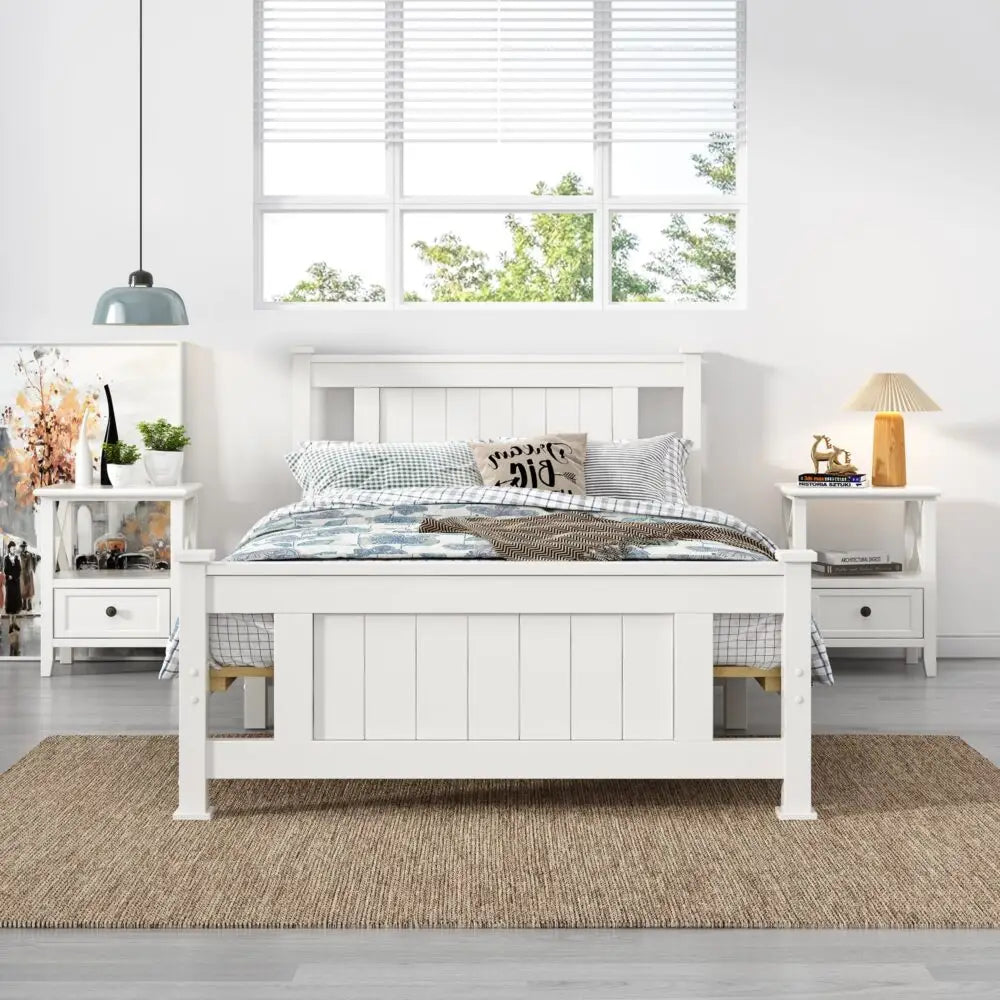 Single Solid Pine Timber Bed Frame-White - Baby & Kids > Kid’s Furniture