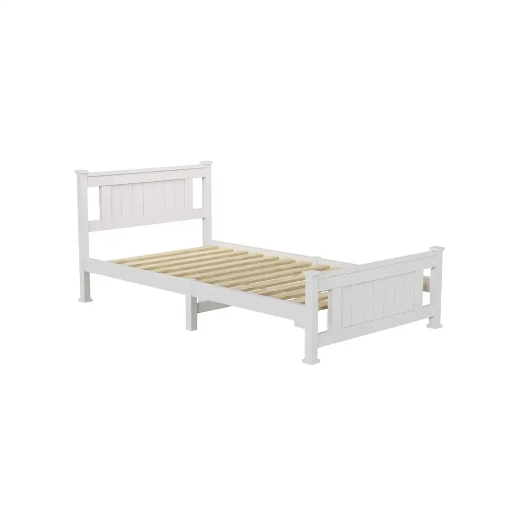 Single Solid Pine Timber Bed Frame-White - Baby & Kids > Kid’s Furniture