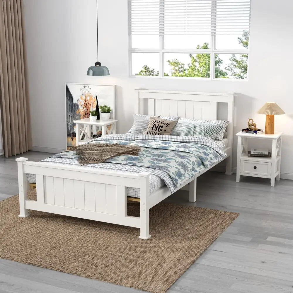 Single Solid Pine Timber Bed Frame-White - Baby & Kids > Kid’s Furniture