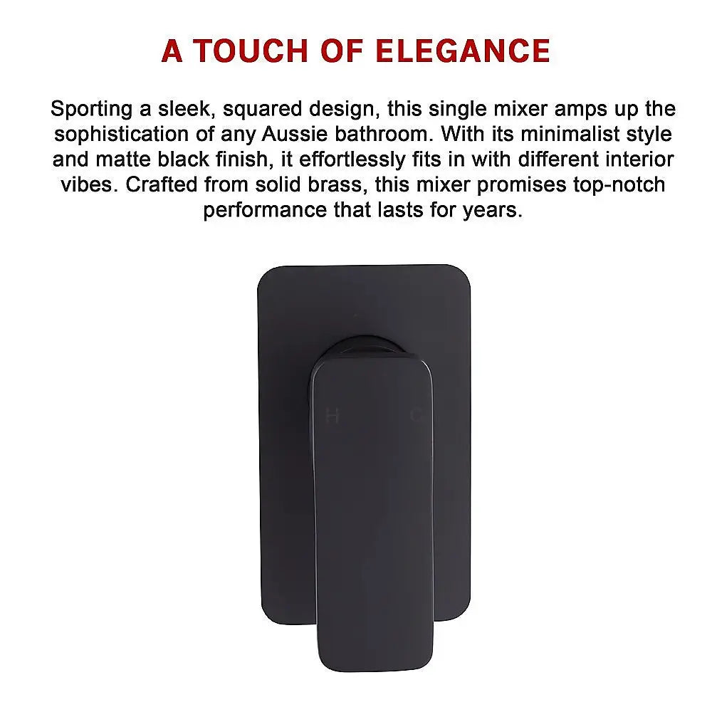 Single Square Shower Bath Mixer Tap Bathroom WATERMARK Approved in Black - Furniture > Bathroom > Tap & Sink Accessories