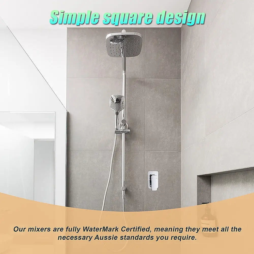 Single Square Shower Bath Mixer Tap Bathroom WATERMARK Approved in Chrome - Furniture > Bathroom > Tap & Sink