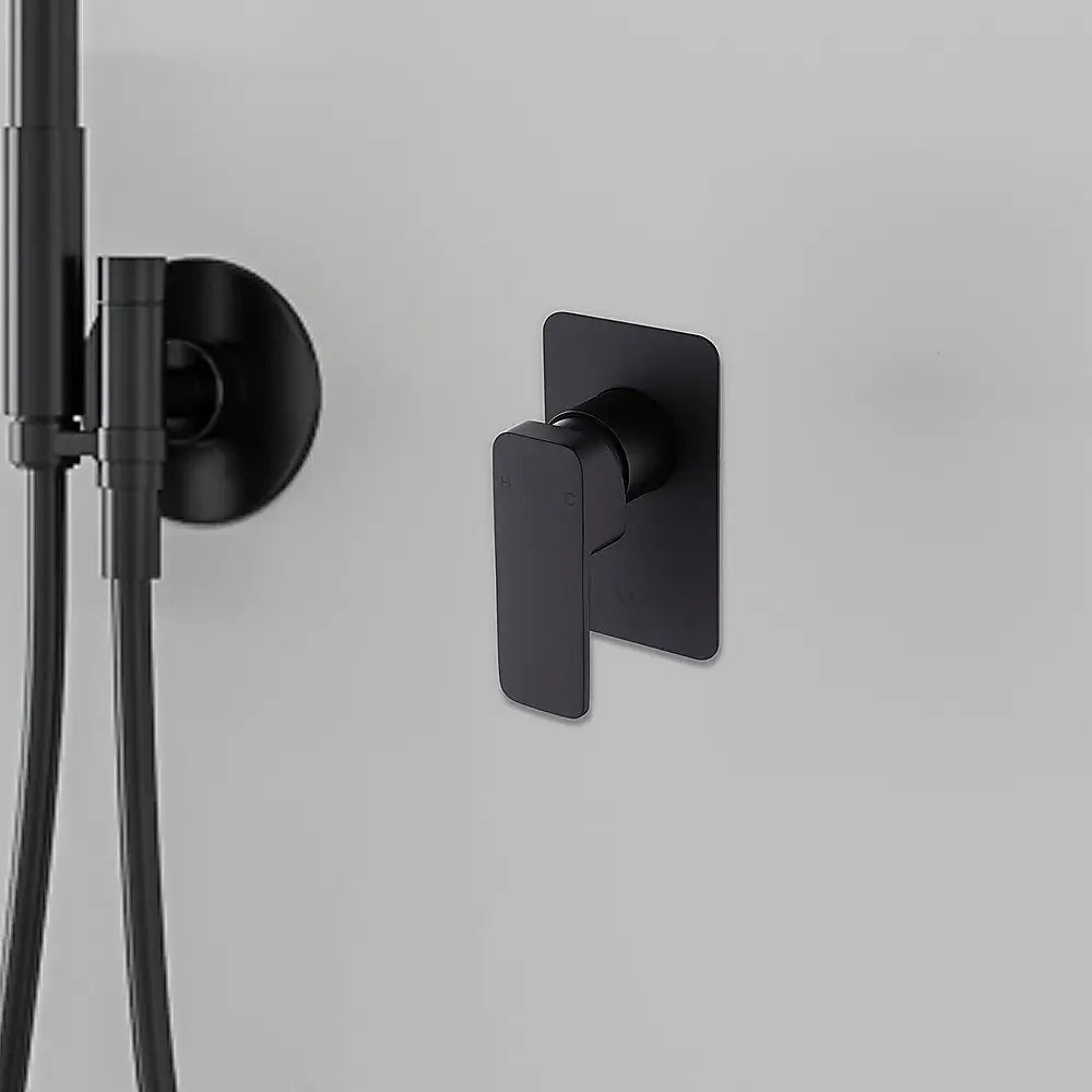 Single Square Shower Bath Mixer Tap Bathroom WATERMARK Approved in Black - Furniture > Bathroom > Tap & Sink Accessories