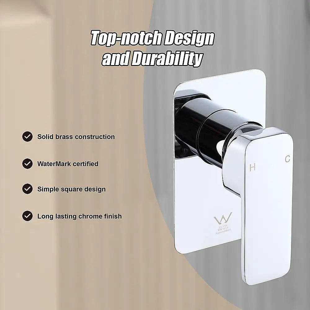 Single Square Shower Bath Mixer Tap Bathroom WATERMARK Approved in Chrome - Furniture > Bathroom > Tap & Sink