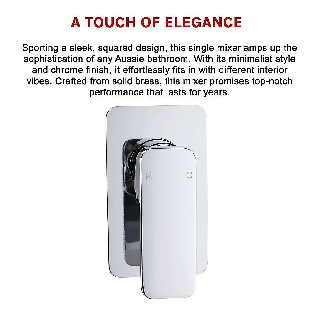 Single Square Shower Bath Mixer Tap Bathroom WATERMARK Approved in Chrome - Furniture > Bathroom > Tap & Sink