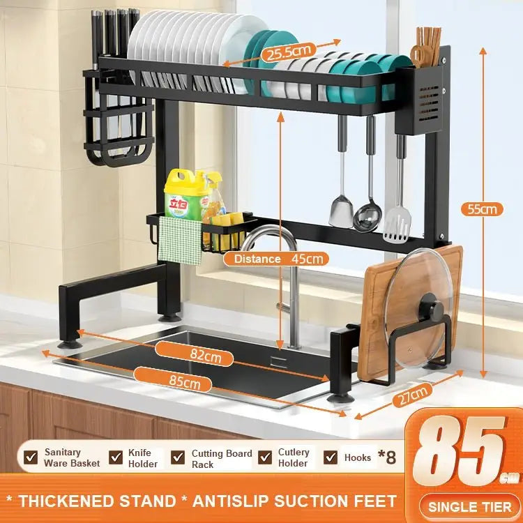 Single Tier Over Sink Dish Drying Rack Kitchen Drainer Storage Holder Bowl Organiser - Home & Garden > Kitchenware