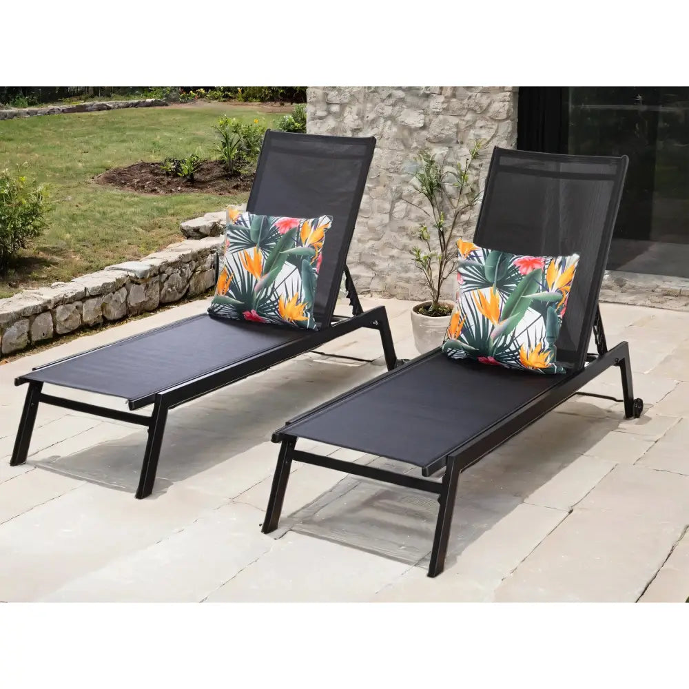 Sirocco (Set of 2) Sunloungers - Black - Furniture > Outdoor > Outdoor Sofas & Lounge Sets