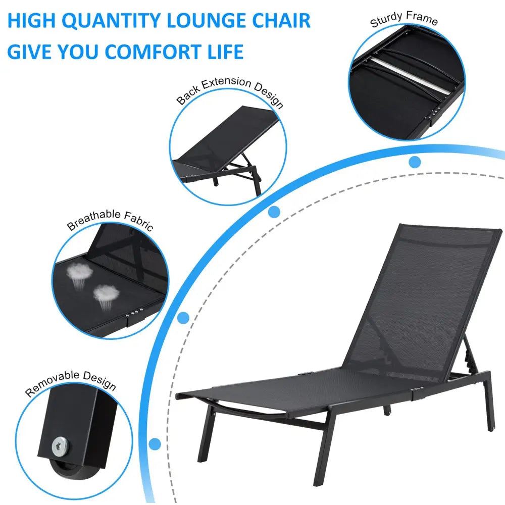 Sirocco (Set of 2) Sunloungers - Black - Furniture > Outdoor > Outdoor Sofas & Lounge Sets