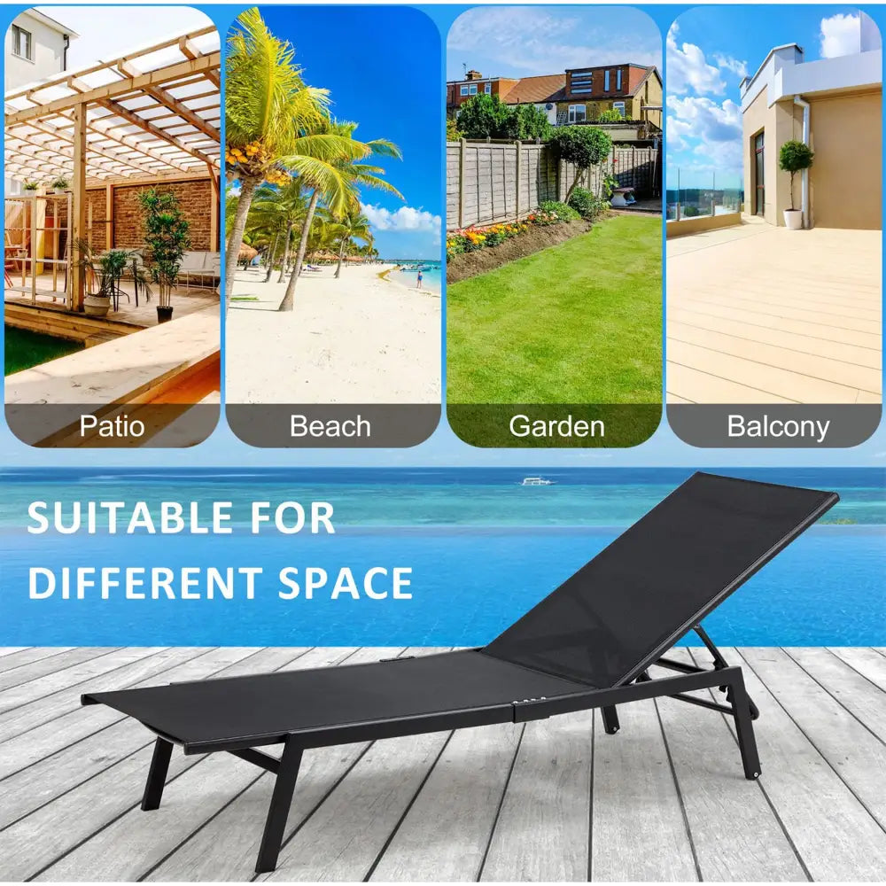 Sirocco (Set of 2) Sunloungers - Black - Furniture > Outdoor > Outdoor Sofas & Lounge Sets