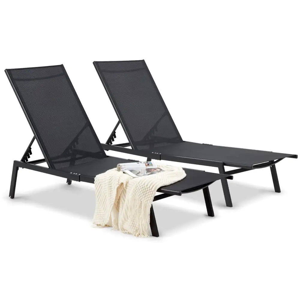 Sirocco (Set of 2) Sunloungers - Black - Furniture > Outdoor > Outdoor Sofas & Lounge Sets