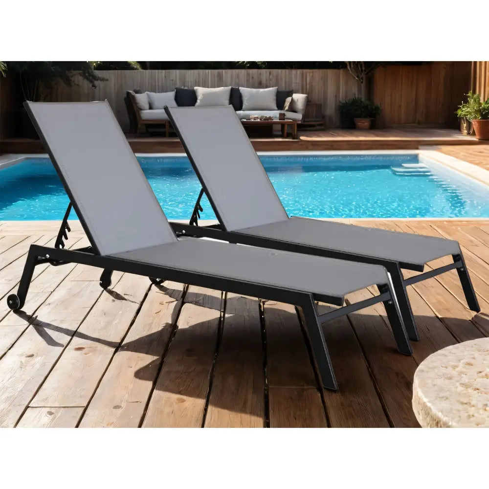 Sirocco (Set of 2) Sunloungers - Black - Furniture > Outdoor > Outdoor Sofas & Lounge Sets