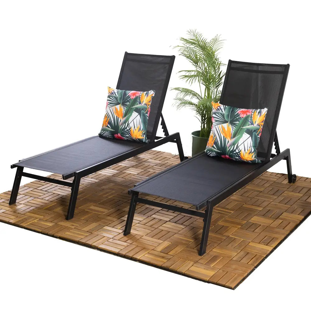 Sirocco (Set of 2) Sunloungers - Black - Furniture > Outdoor > Outdoor Sofas & Lounge Sets