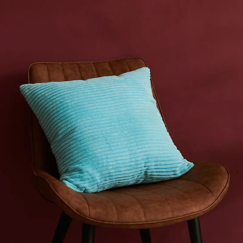 Sky Blue Set of 4 Corduroy Pillow Covers - Solid Color Minimalist Throw Cushion Covers - 45x45cm (Pillow Inserts