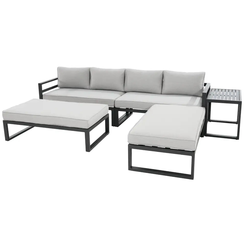 Skye 5pc Outdoor Sofa Set Coffee Side Table Modular Aluminium Frame - Furniture > Outdoor