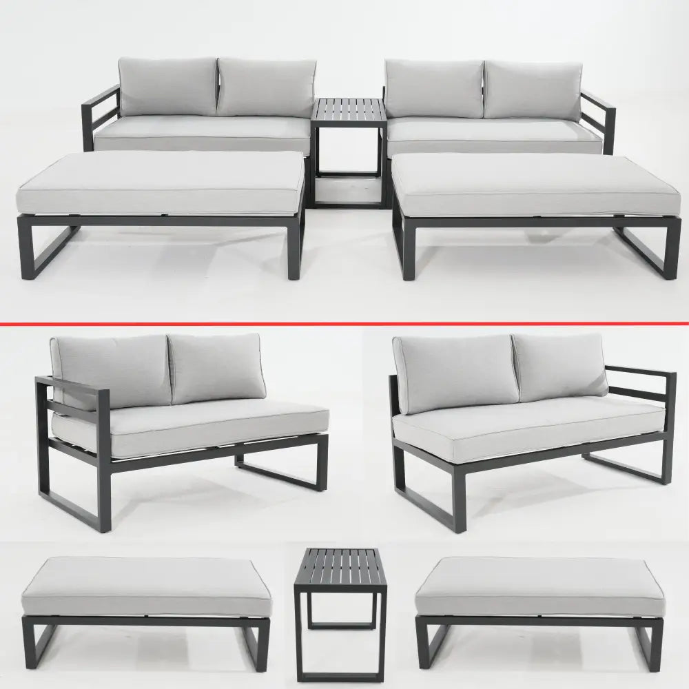 Skye 5pc Outdoor Sofa Set Coffee Side Table Modular Aluminium Frame - Furniture > Outdoor