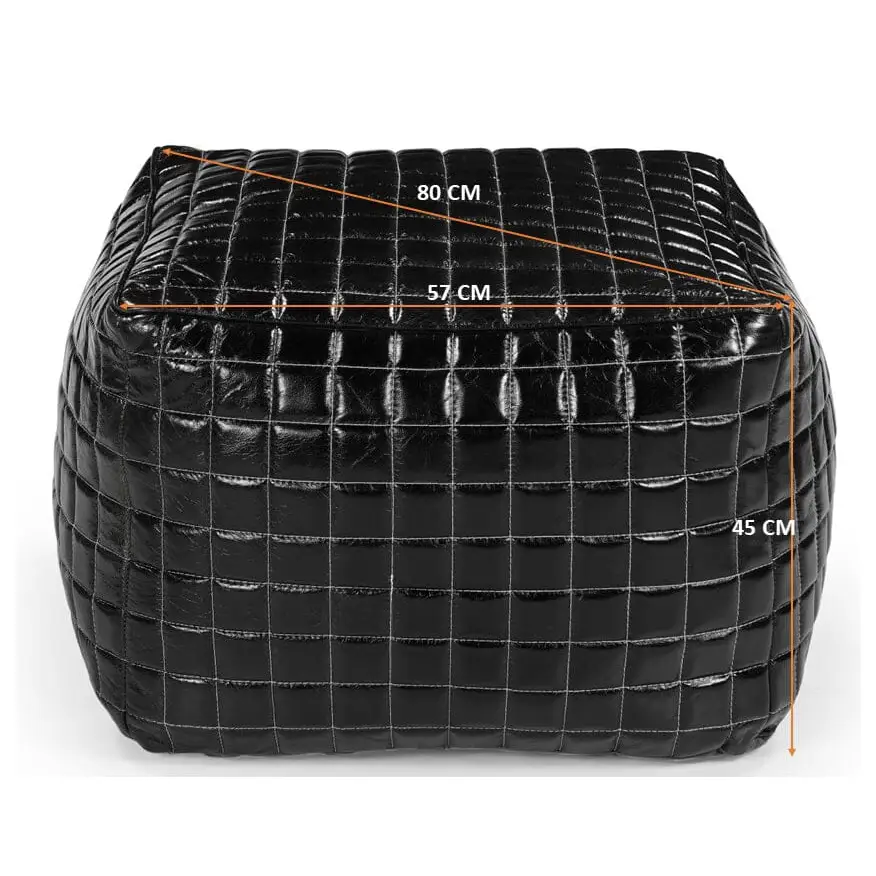 SLEEK BLACK LEATHER OTTOMAN - Furniture > Living Room > Ottomans & Footstools