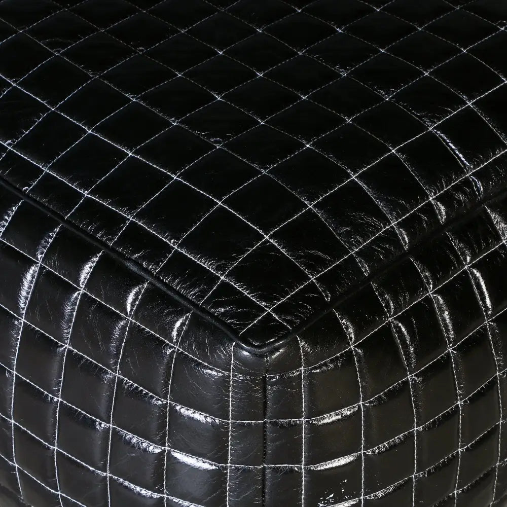 SLEEK BLACK LEATHER OTTOMAN - Furniture > Living Room > Ottomans & Footstools