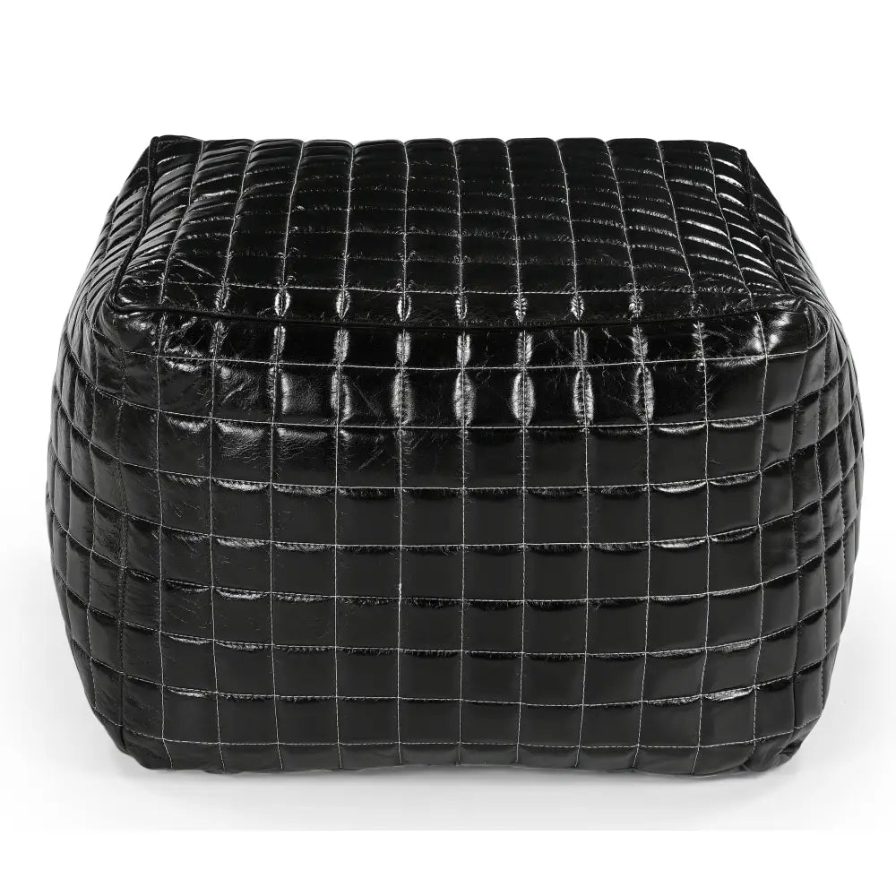 SLEEK BLACK LEATHER OTTOMAN - Furniture > Living Room > Ottomans & Footstools