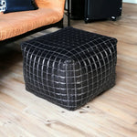 SLEEK BLACK LEATHER OTTOMAN - Furniture > Living Room > Ottomans & Footstools