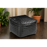 SLEEK BLACK LEATHER OTTOMAN - Furniture > Living Room > Ottomans & Footstools