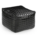 SLEEK BLACK LEATHER OTTOMAN - Furniture > Living Room > Ottomans & Footstools