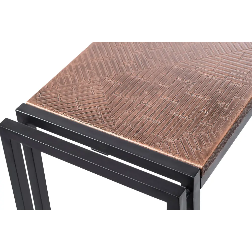 Sleek Hallway Console Table with Copper Textured Top - Furniture > Living Room