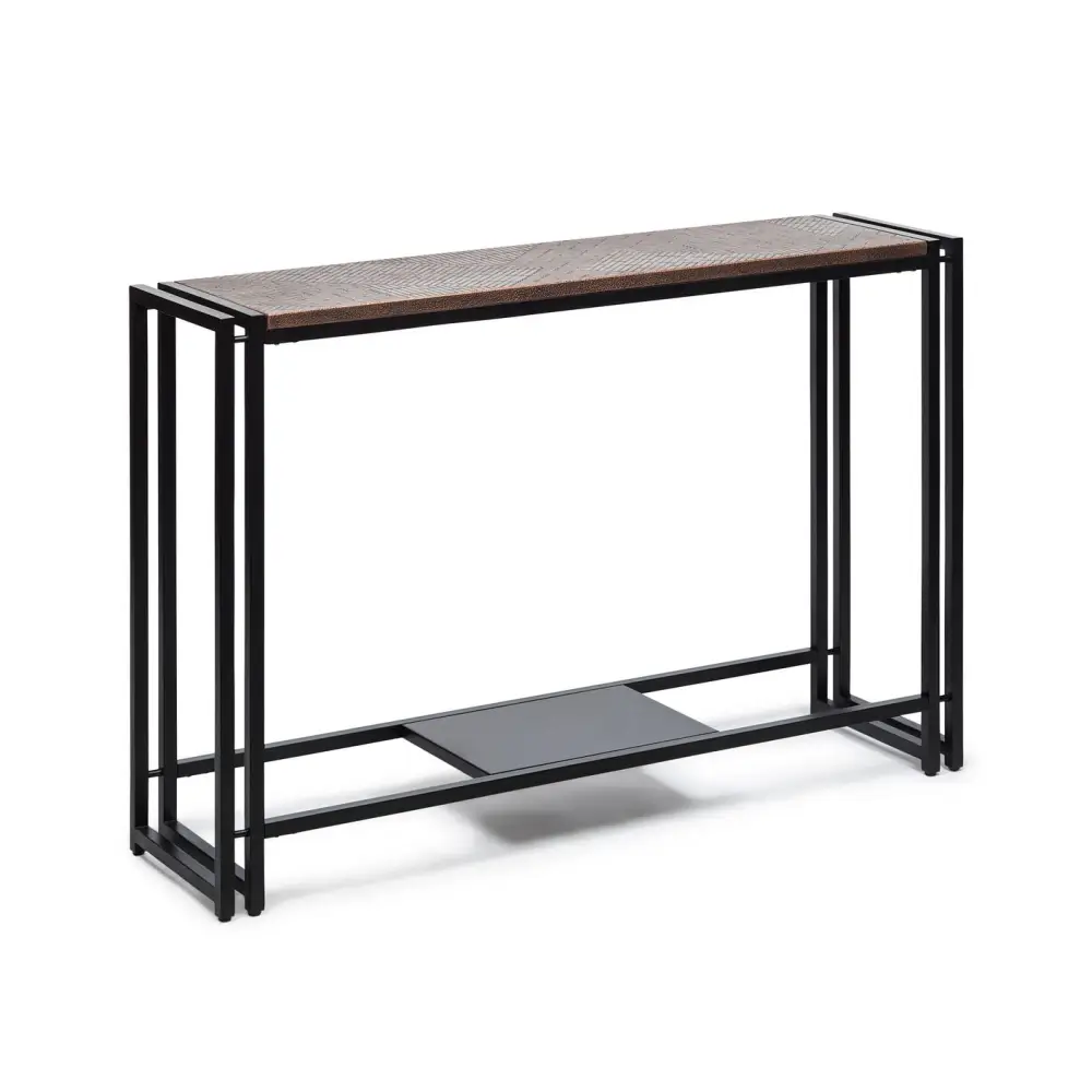 Sleek Hallway Console Table with Copper Textured Top - Furniture > Living Room