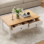 Sleek Natural Wood Rectangle Coffee Table - Furniture > Living Room