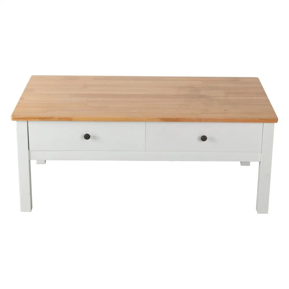 Sleek Natural Wood Rectangle Coffee Table - Furniture > Living Room
