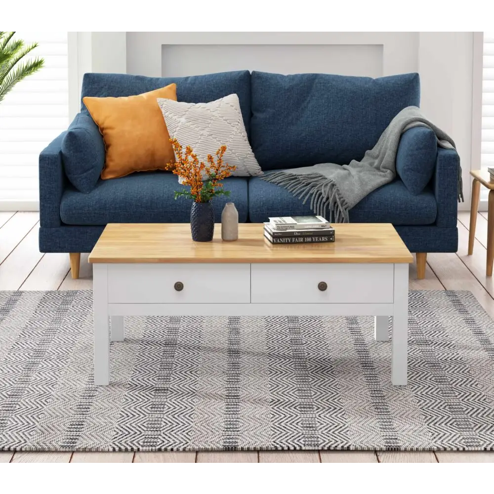 Sleek Natural Wood Rectangle Coffee Table - Furniture > Living Room