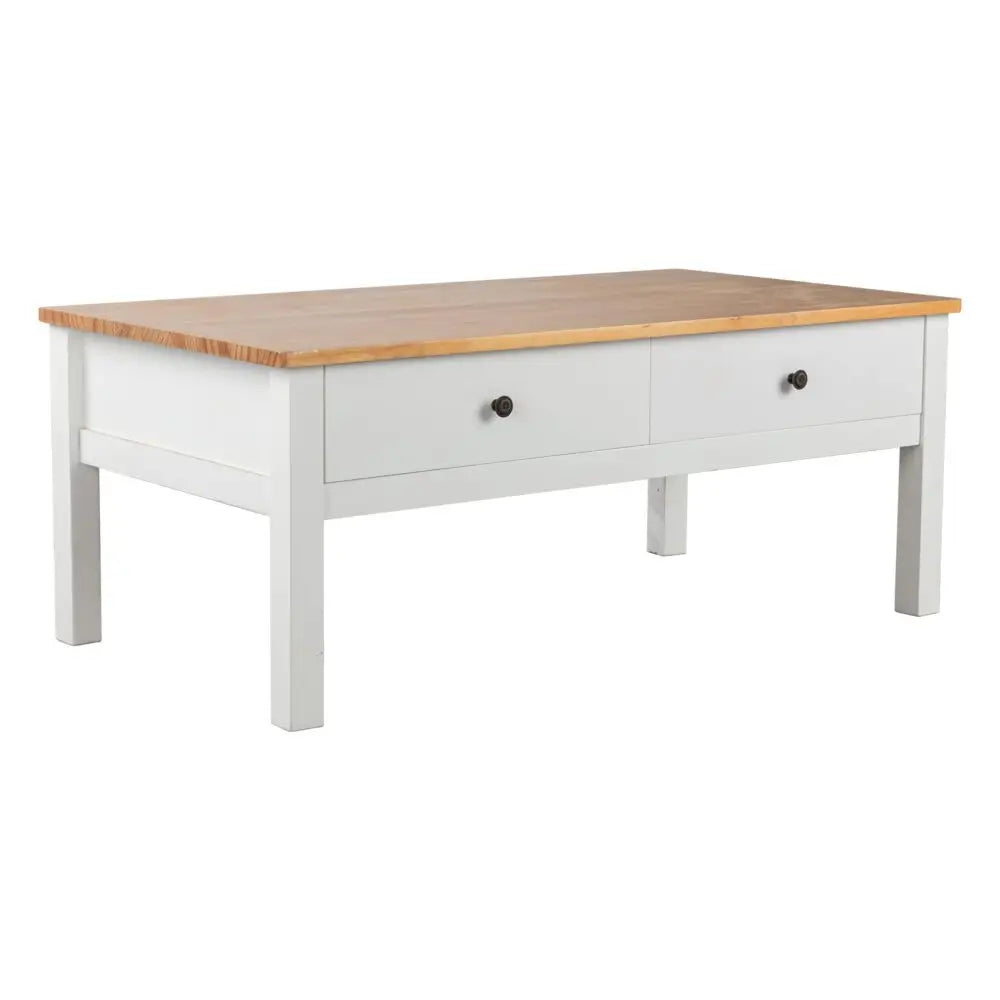 Sleek Natural Wood Rectangle Coffee Table - Furniture > Living Room