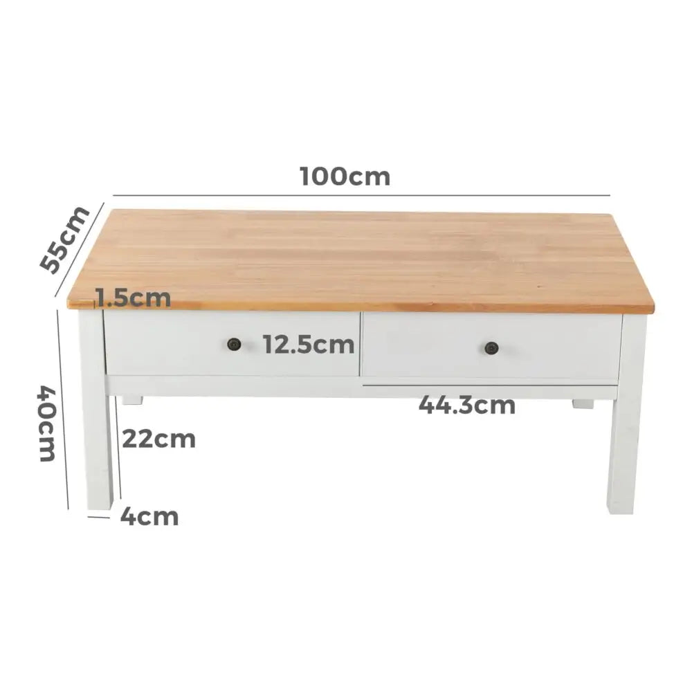 Sleek Natural Wood Rectangle Coffee Table - Furniture > Living Room