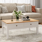 Sleek Natural Wood Rectangle Coffee Table - Furniture > Living Room