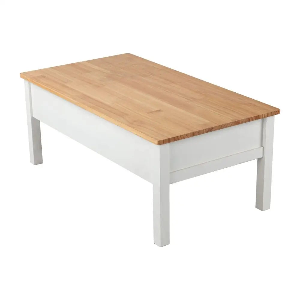 Sleek Natural Wood Rectangle Coffee Table - Furniture > Living Room