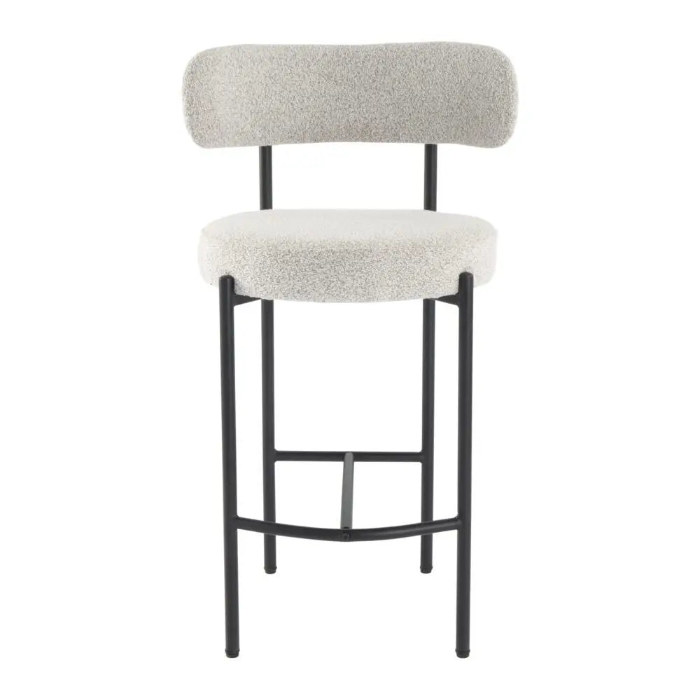 Sleek White Quartz Metal Boucle Elsa Bar Stools - Furniture > Bar Stools & Chairs > Table & Bar Stools