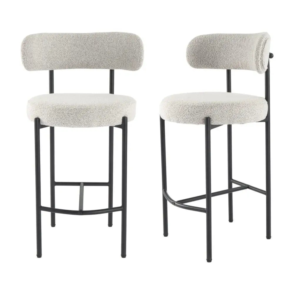 Sleek White Quartz Metal Boucle Elsa Bar Stools - Furniture > Bar Stools & Chairs > Table & Bar Stools