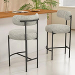 Sleek White Quartz Metal Boucle Elsa Bar Stools - Furniture > Bar Stools & Chairs > Table & Bar Stools