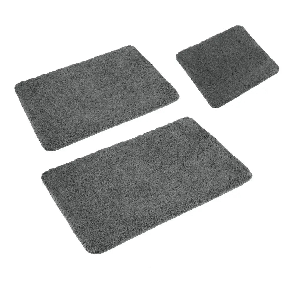 Sleim Set of 3 Bath Mat Set Charcoal (Also Known as Smoke) - Home & Garden > Bathroom Accessories > Bath Mats & Rugs