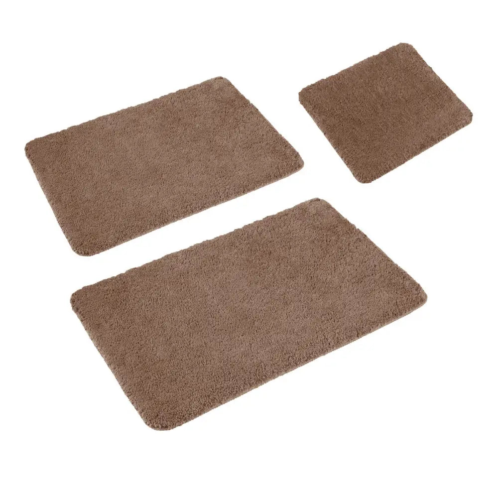 Sleim Set of 3 Bath Mat Set Light Brown - Home & Garden > Bathroom Accessories > Bath Mats & Rugs