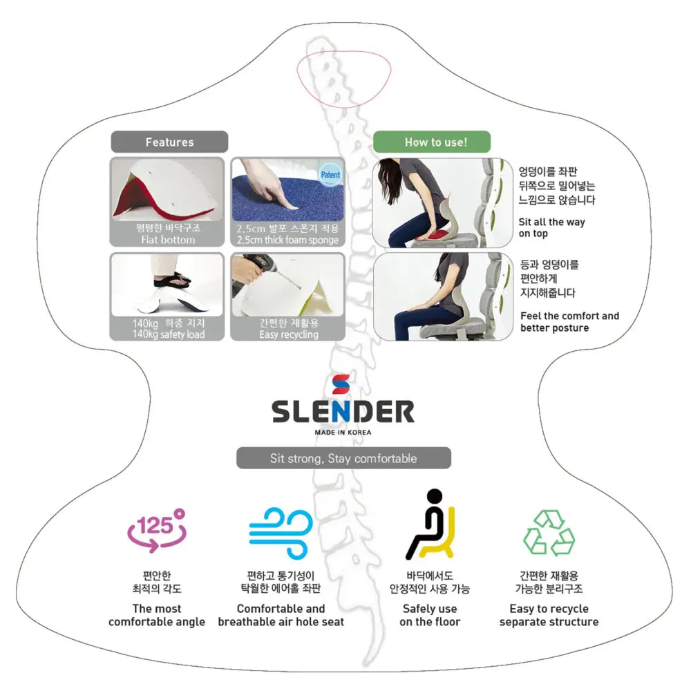 Slender Chair Posture Correction Seat Floor Lounge Padded Stackable BLUE - Furniture > Office > Office & Desk Chairs