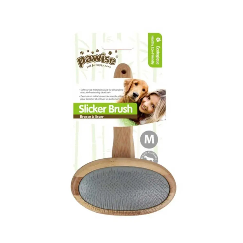 Slicker Brush Medium Dog Cat Pet Eco Bamboo Undercoat Detangling Rake Pawise - Pet Care > Bird > Bird Cages & Stands