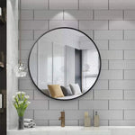 Slim Design 50CM Black Bathroom Living Room Hallway Mirror Round Mirror Wall Decor Metal Frame - Home & Garden > Decor